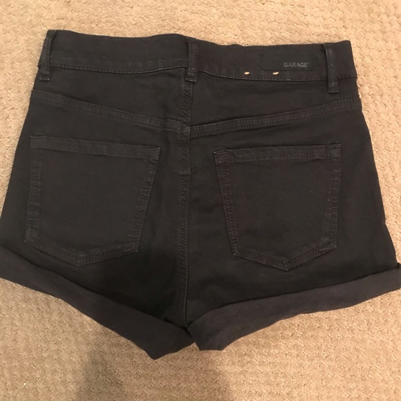 Garage High Waisted Black Denim Shorts - Picture 3 of 4